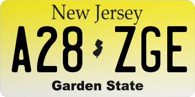 NJ license plate A28ZGE