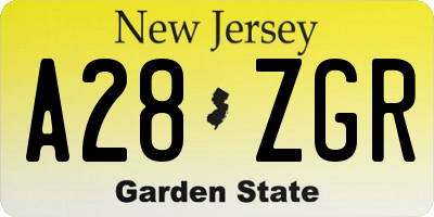 NJ license plate A28ZGR