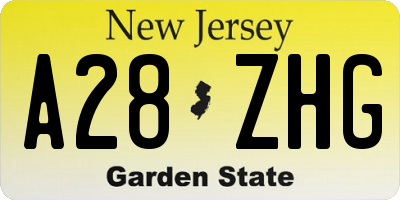 NJ license plate A28ZHG