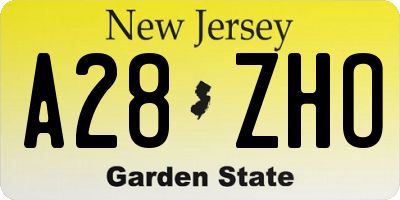 NJ license plate A28ZHO