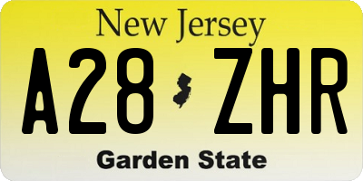 NJ license plate A28ZHR