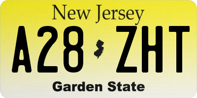 NJ license plate A28ZHT