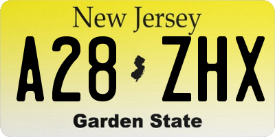 NJ license plate A28ZHX