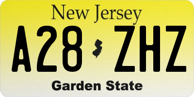 NJ license plate A28ZHZ