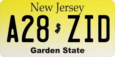 NJ license plate A28ZID
