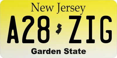 NJ license plate A28ZIG