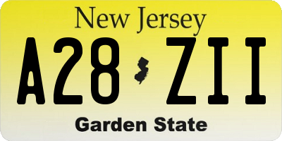 NJ license plate A28ZII