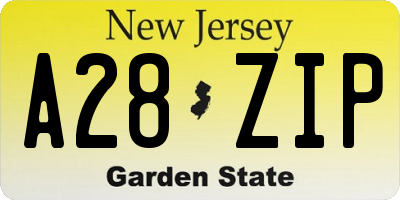 NJ license plate A28ZIP