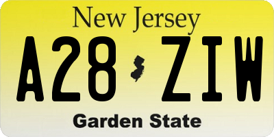 NJ license plate A28ZIW