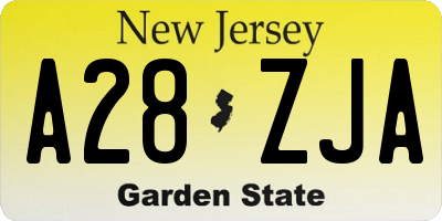 NJ license plate A28ZJA