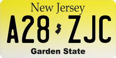 NJ license plate A28ZJC