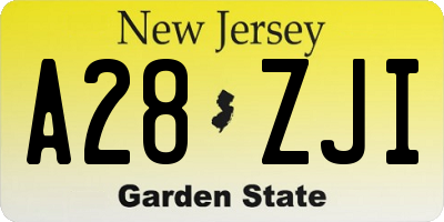 NJ license plate A28ZJI