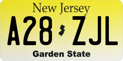 NJ license plate A28ZJL