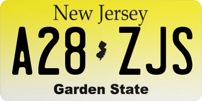 NJ license plate A28ZJS