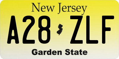 NJ license plate A28ZLF