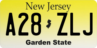 NJ license plate A28ZLJ