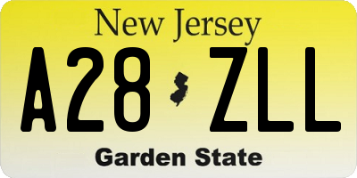 NJ license plate A28ZLL