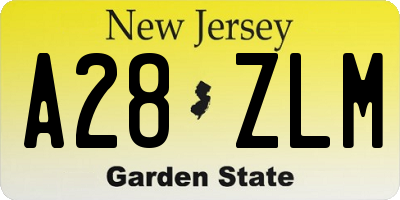 NJ license plate A28ZLM