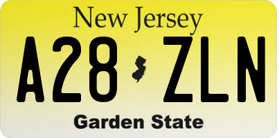NJ license plate A28ZLN