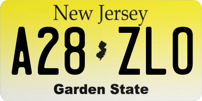 NJ license plate A28ZLO