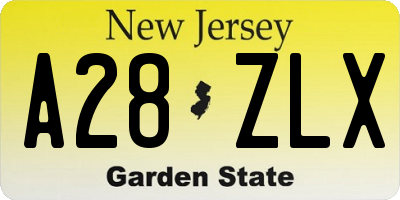NJ license plate A28ZLX