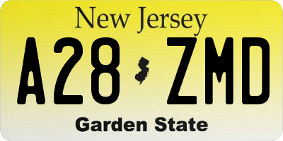 NJ license plate A28ZMD