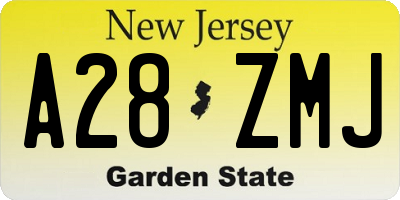 NJ license plate A28ZMJ