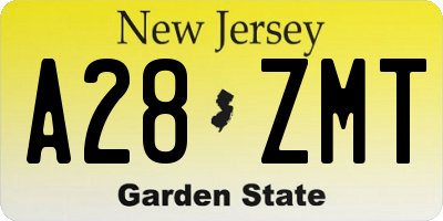 NJ license plate A28ZMT