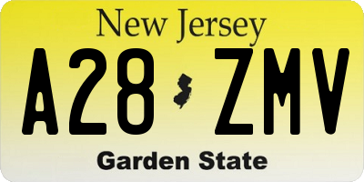 NJ license plate A28ZMV