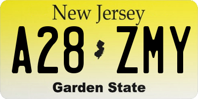 NJ license plate A28ZMY