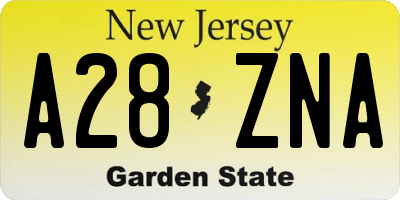 NJ license plate A28ZNA