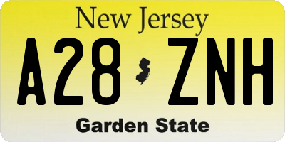 NJ license plate A28ZNH