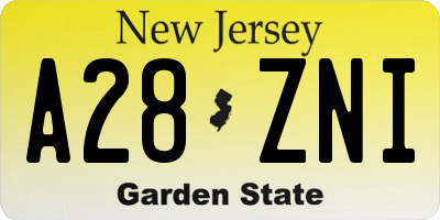 NJ license plate A28ZNI