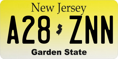 NJ license plate A28ZNN