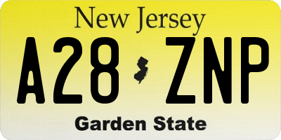 NJ license plate A28ZNP