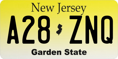 NJ license plate A28ZNQ
