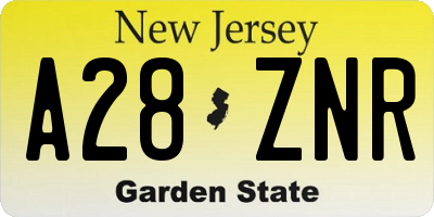 NJ license plate A28ZNR