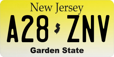 NJ license plate A28ZNV