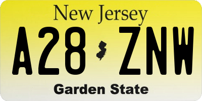 NJ license plate A28ZNW