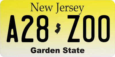 NJ license plate A28ZOO