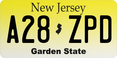 NJ license plate A28ZPD