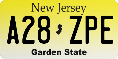 NJ license plate A28ZPE