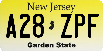 NJ license plate A28ZPF