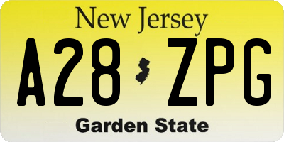NJ license plate A28ZPG