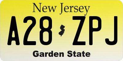 NJ license plate A28ZPJ