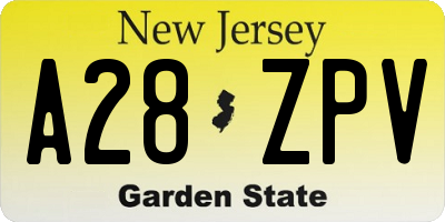 NJ license plate A28ZPV