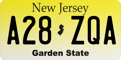 NJ license plate A28ZQA
