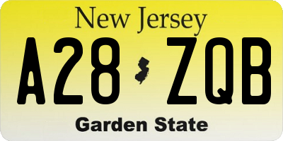 NJ license plate A28ZQB