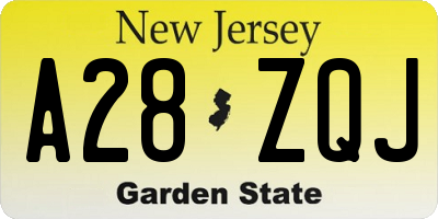 NJ license plate A28ZQJ