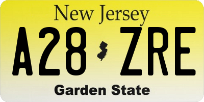NJ license plate A28ZRE